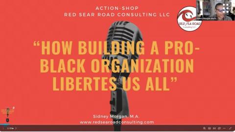 Cover image for a session on How Building a Pro-Black Organization Liberates Us All