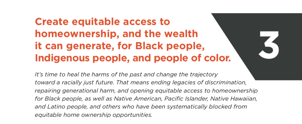 3-Create equitable access to homeownership, and the wealth it can generate, for Black people, Indigenous people, and people of color.