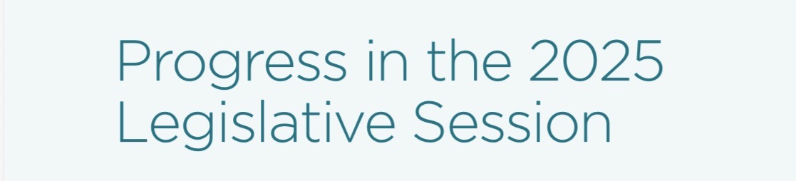 A header graphic that says “Progress in the 2025 Legislative Session”