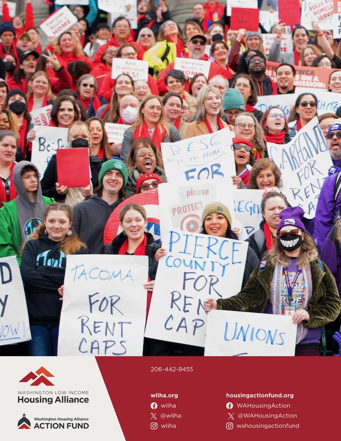 The back cover image for the Report, featuring advocates holding signs at the rally on the Capitol steps.