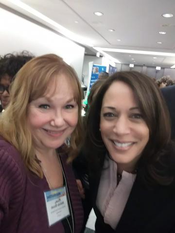 Mindy Woods and Senator Kamala Harris