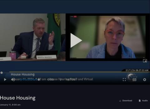 A screen shot from the video of the House Housing Committee hearing for HB 2114